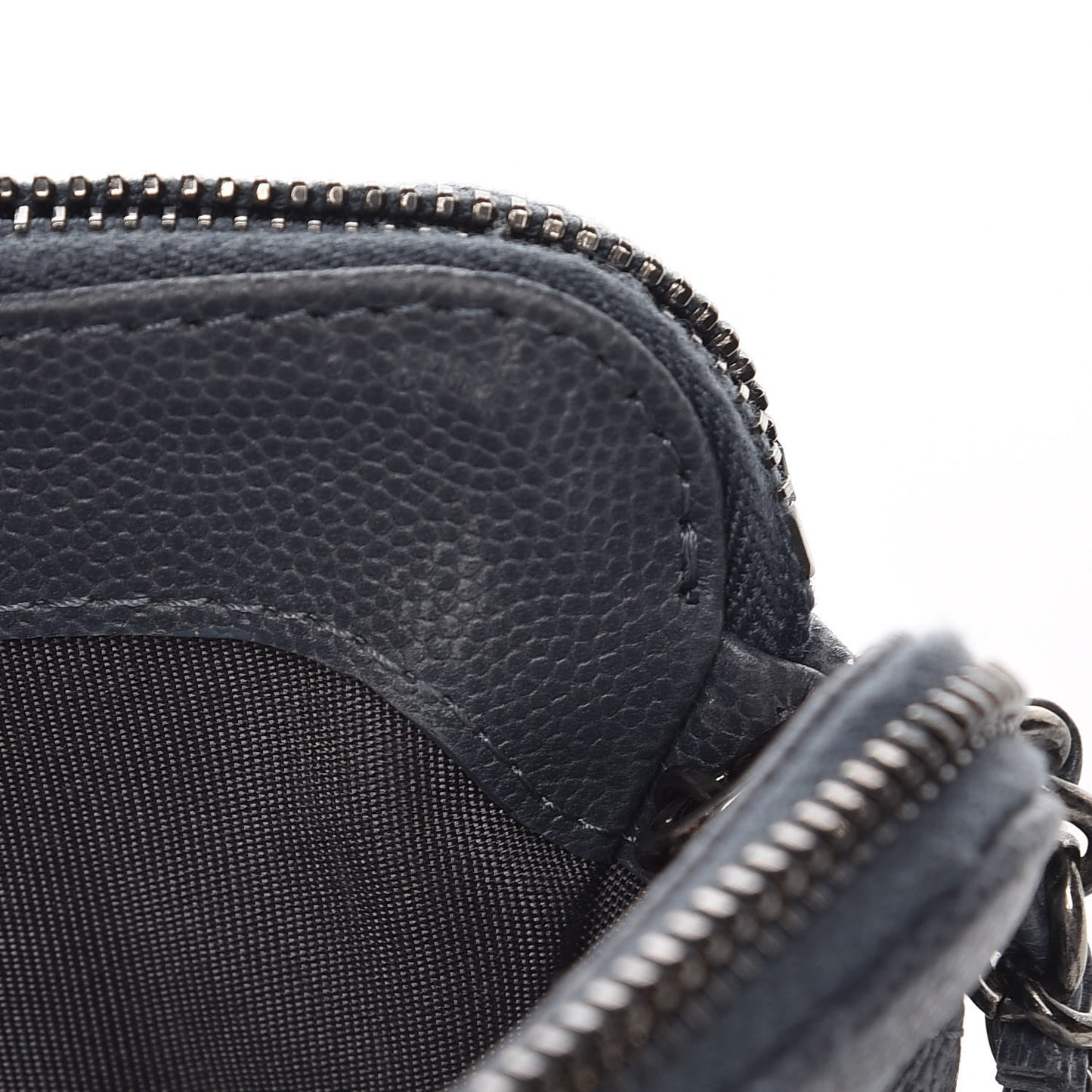 Caviar Quilted Small Clutch With Chain Grey