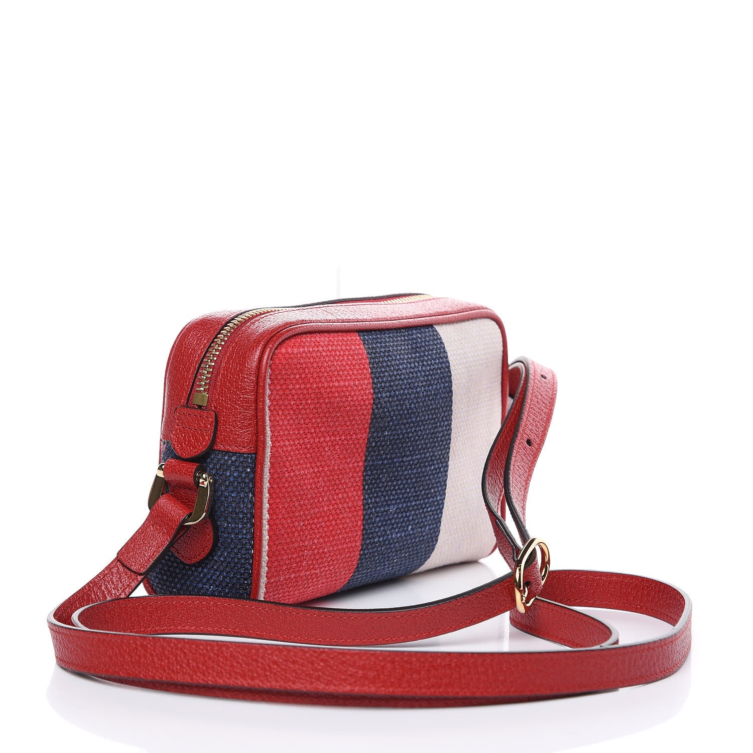 Gucci Canvas Sylvie Stripe Mini Ophidia Camera Bag Mystic White Hibiscus Red Maritime 3 of 9
