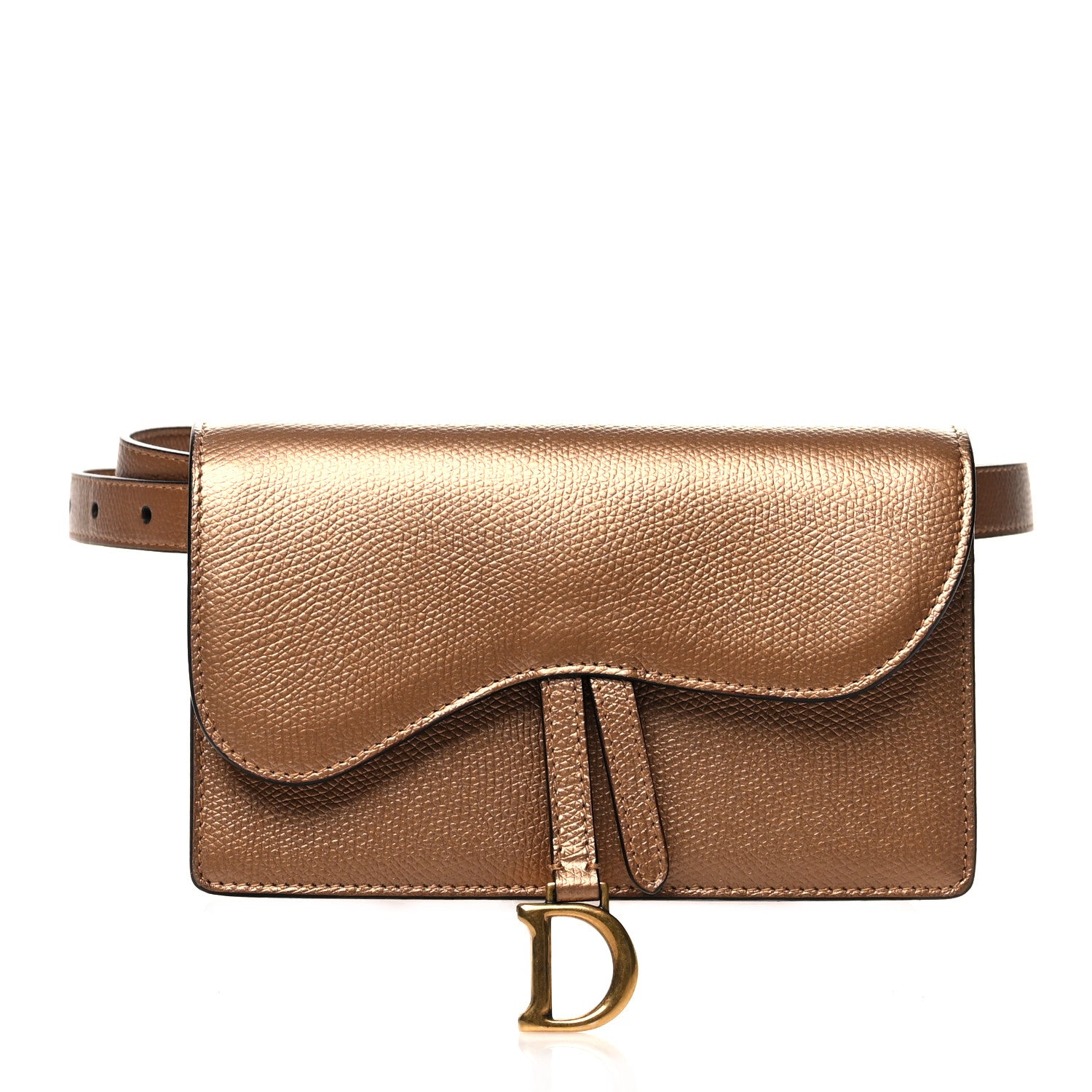 Christian Dior Metallic Grained Calfskin Saddle Belt Bag Gold 1 of 10
