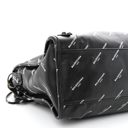 Balenciaga Veau Allover Logo Classic Hardware City Black White 9 of 11