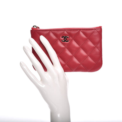 Chanel Lambskin Quilted Small Cosmetic Case Dark Pink 2 of 8