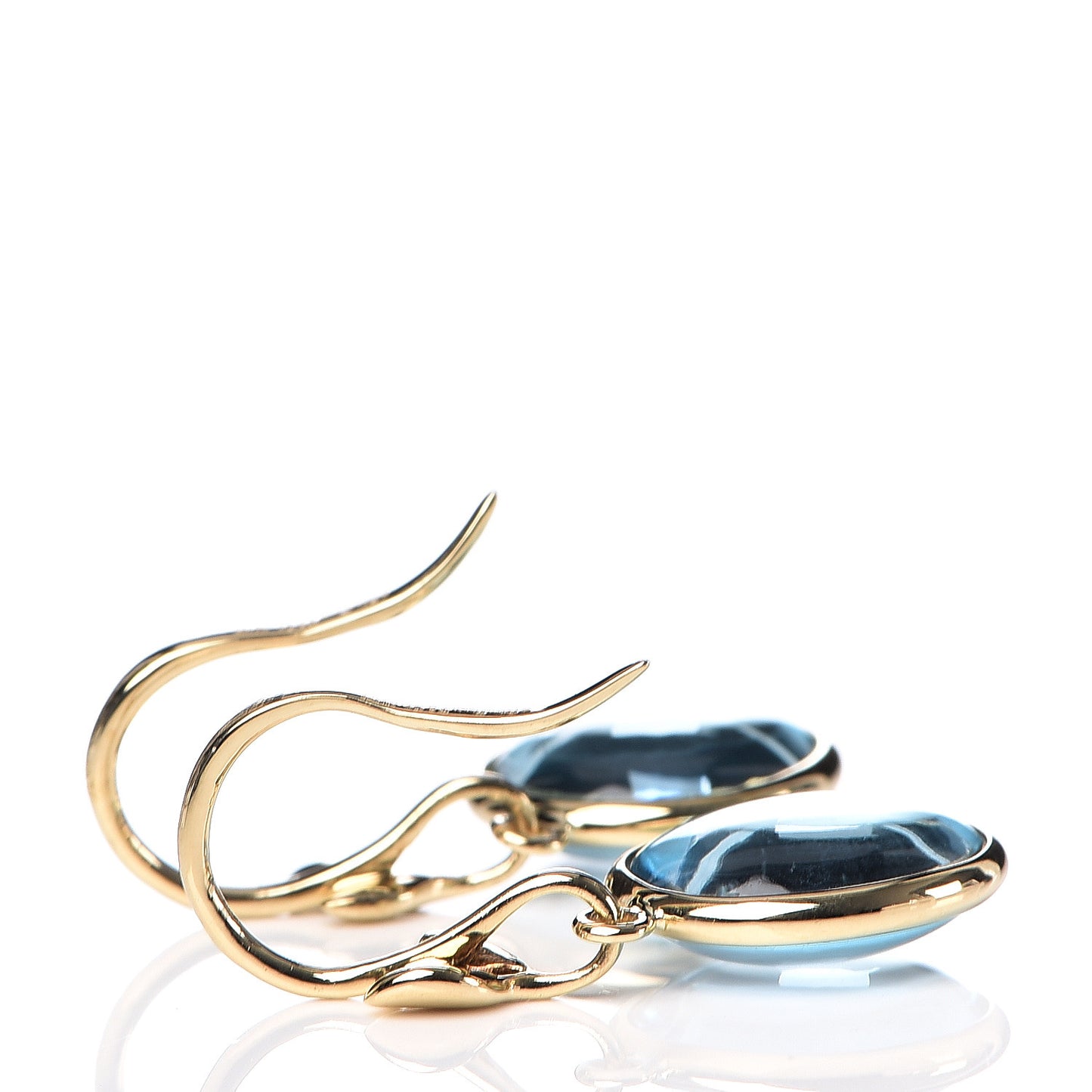 18K Yellow Gold Blue Topaz Paloma Picasso Olive Leaf Drop Earrings
