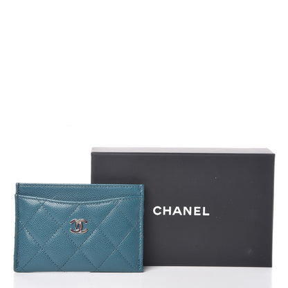 Chanel Caviar Quilted Card Holder Dark Turquoise 9 of 9