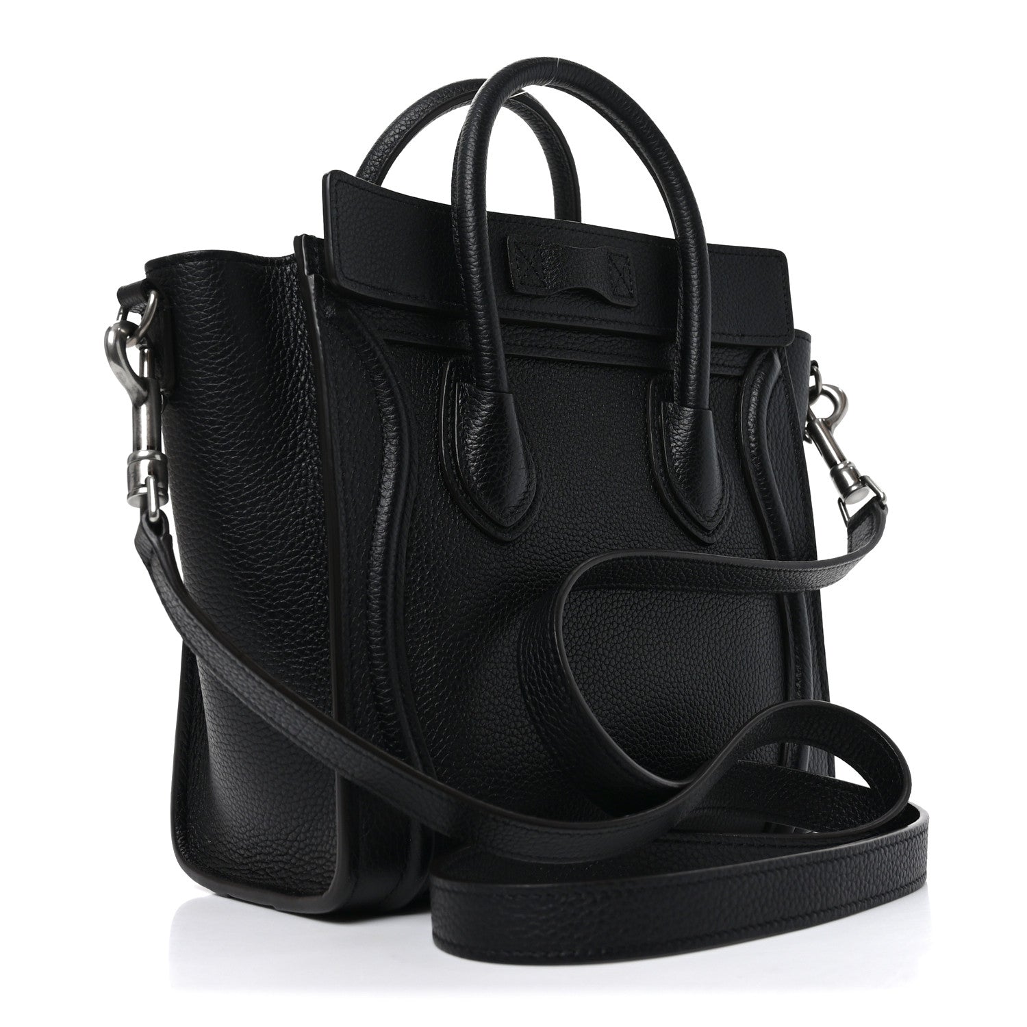 Celine Drummed Calfskin Nano Luggage Black 3 of 10