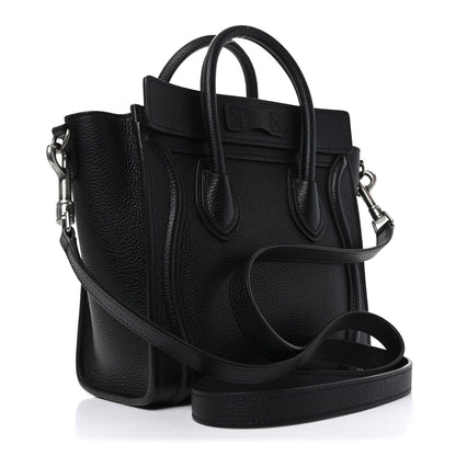 Celine Drummed Calfskin Nano Luggage Black 3 of 10