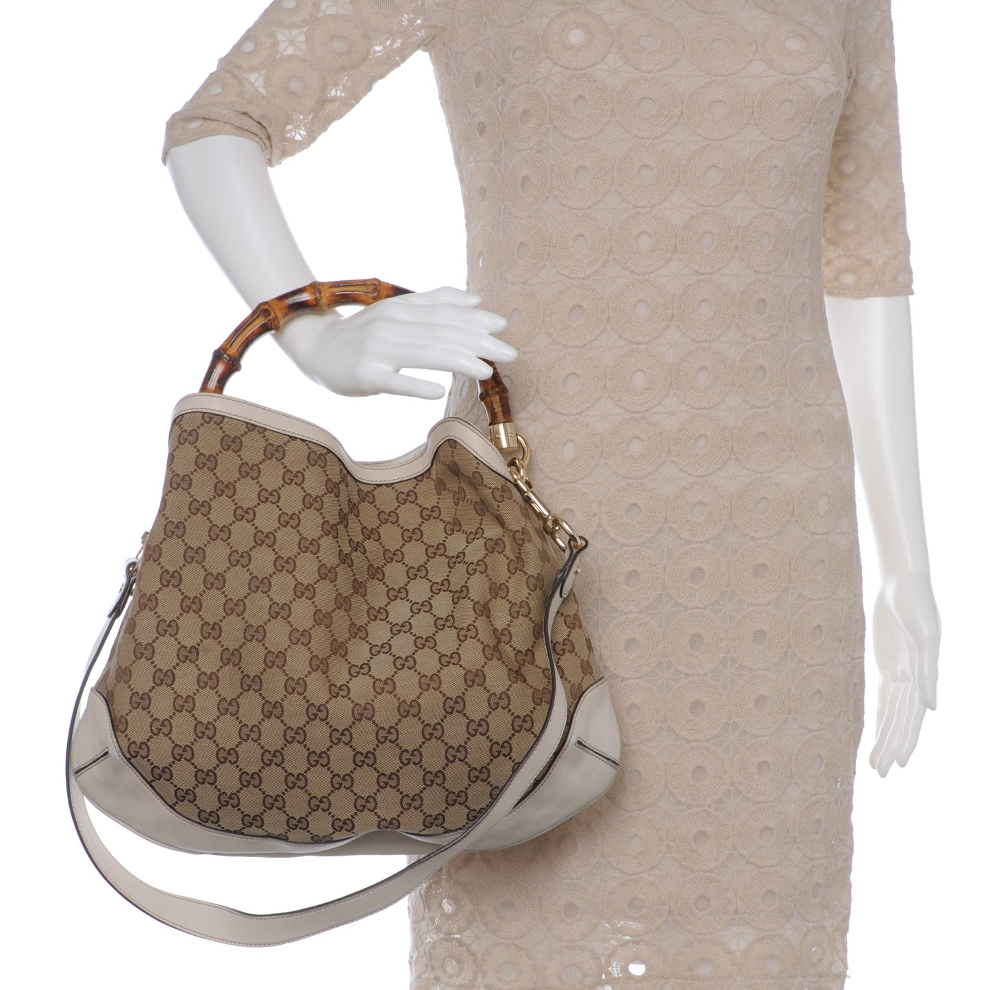 Monogram Bamboo Peggy Top Handle Bag White