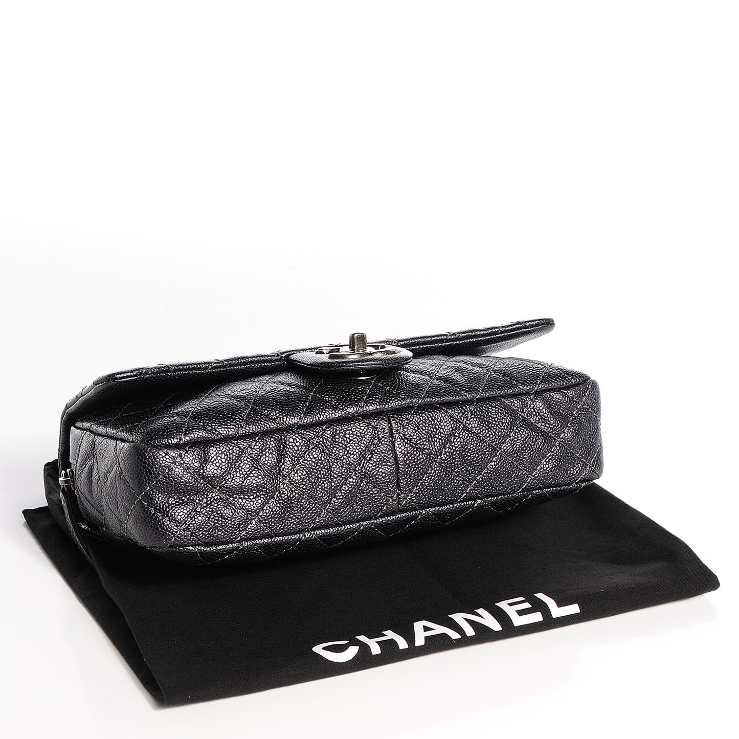 Iridescent Caviar Medium Chic Flap Dark Grey