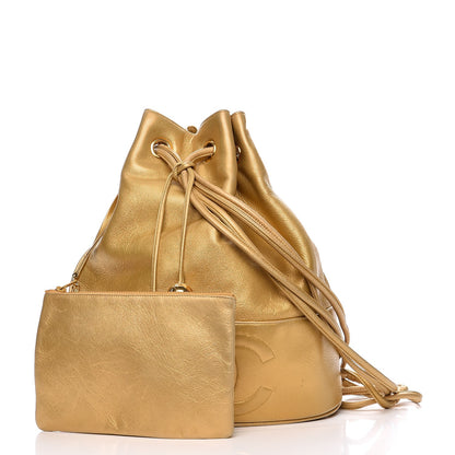 Chanel Metallic Lambskin CC Drawstring Shoulder Bag Gold 4 of 14