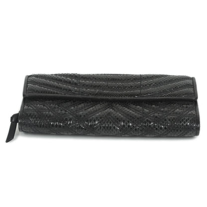 Bottega Veneta Ayers Snakeskin Continental Wallet Nero 3 of 9