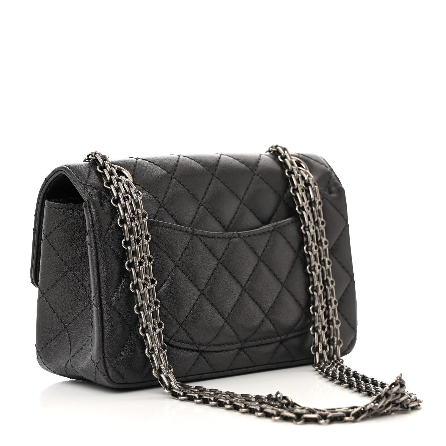 Chanel Metallic Sheepskin Quilted 2.55 Reissue Mini Flap Dark Silver 3 of 13