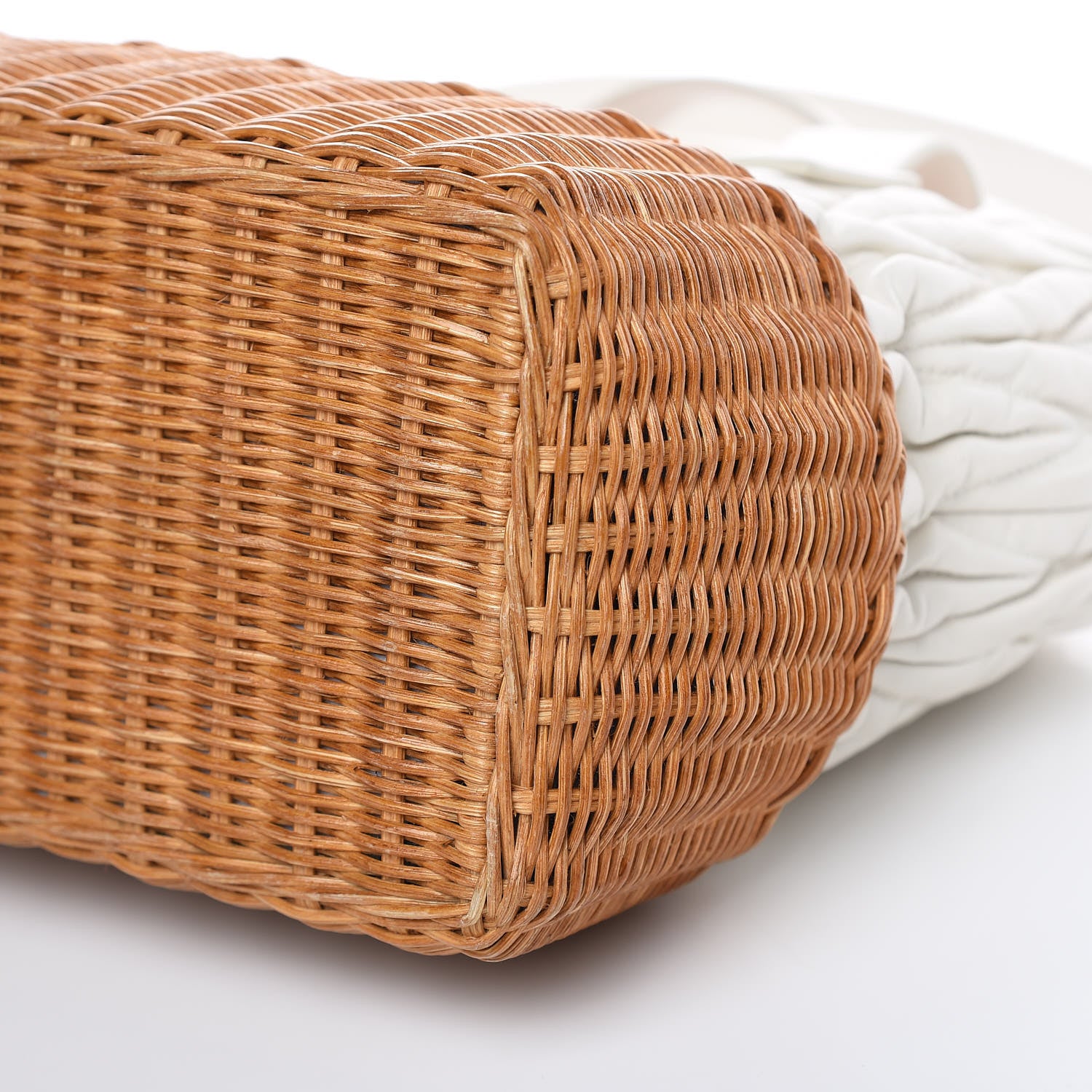 Miu Miu Nappa Matelasse Wicker Basket Bag White Miele 9 of 16