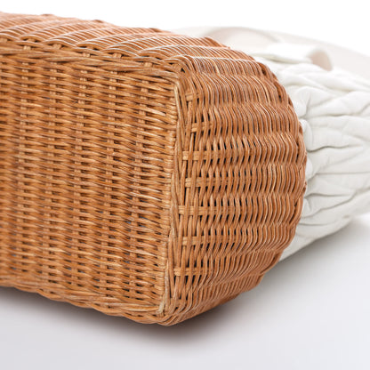 Miu Miu Nappa Matelasse Wicker Basket Bag White Miele 9 of 16