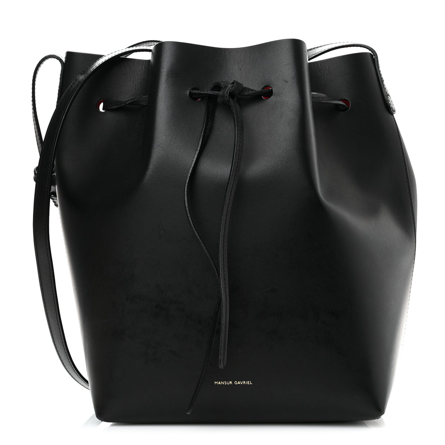 Vegetable Tanned Calfskin Bucket Bag Black Flamma