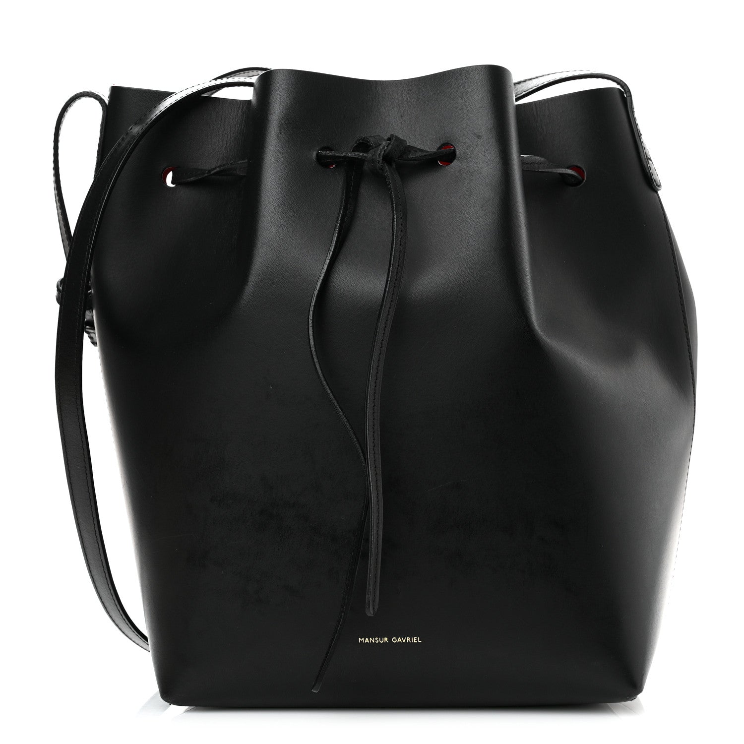 Mansur Gavriel Vegetable Tanned Calfskin Bucket Bag Black Flamma 3 of 15