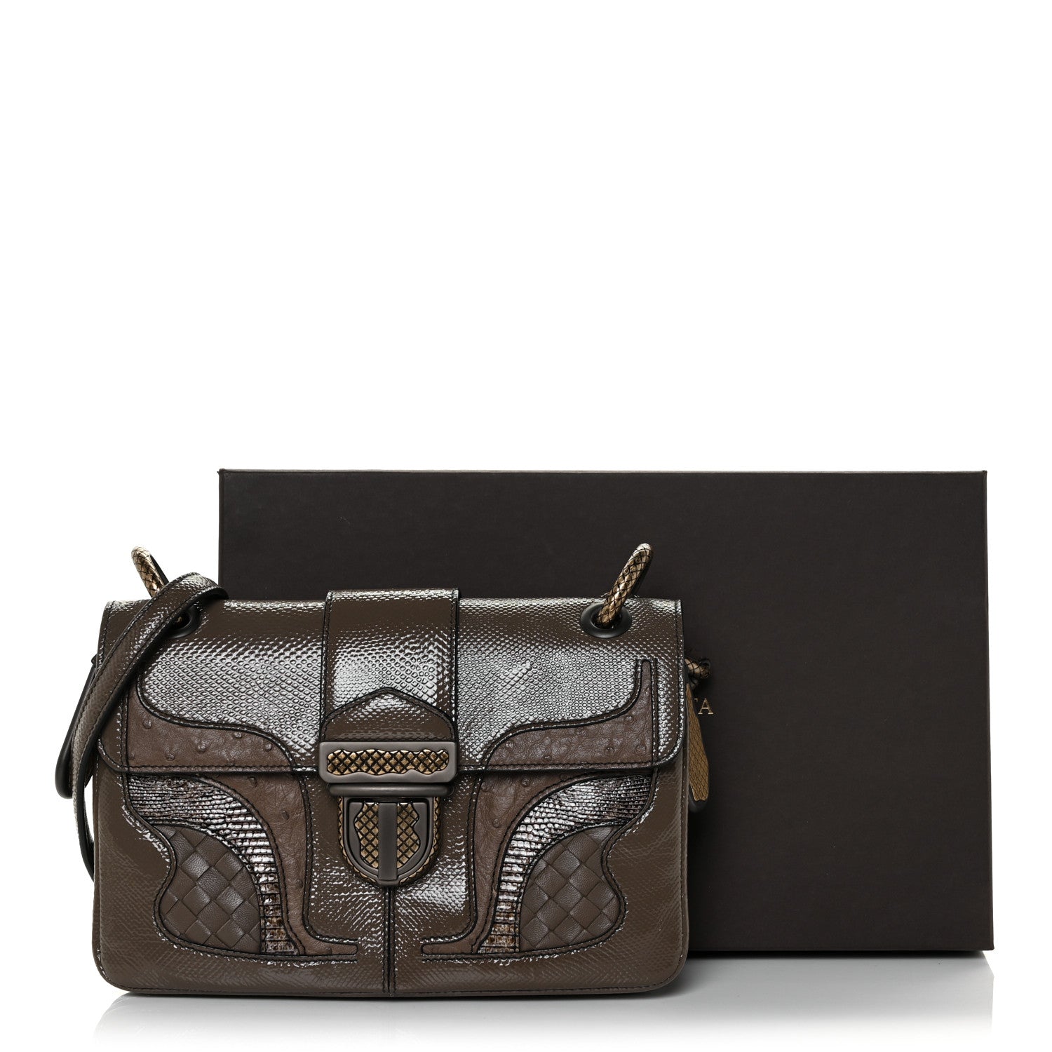 Bottega Veneta Karung Ostrich Nappa Intrecciato Darling Shoulder Bag Brown 14 of 14