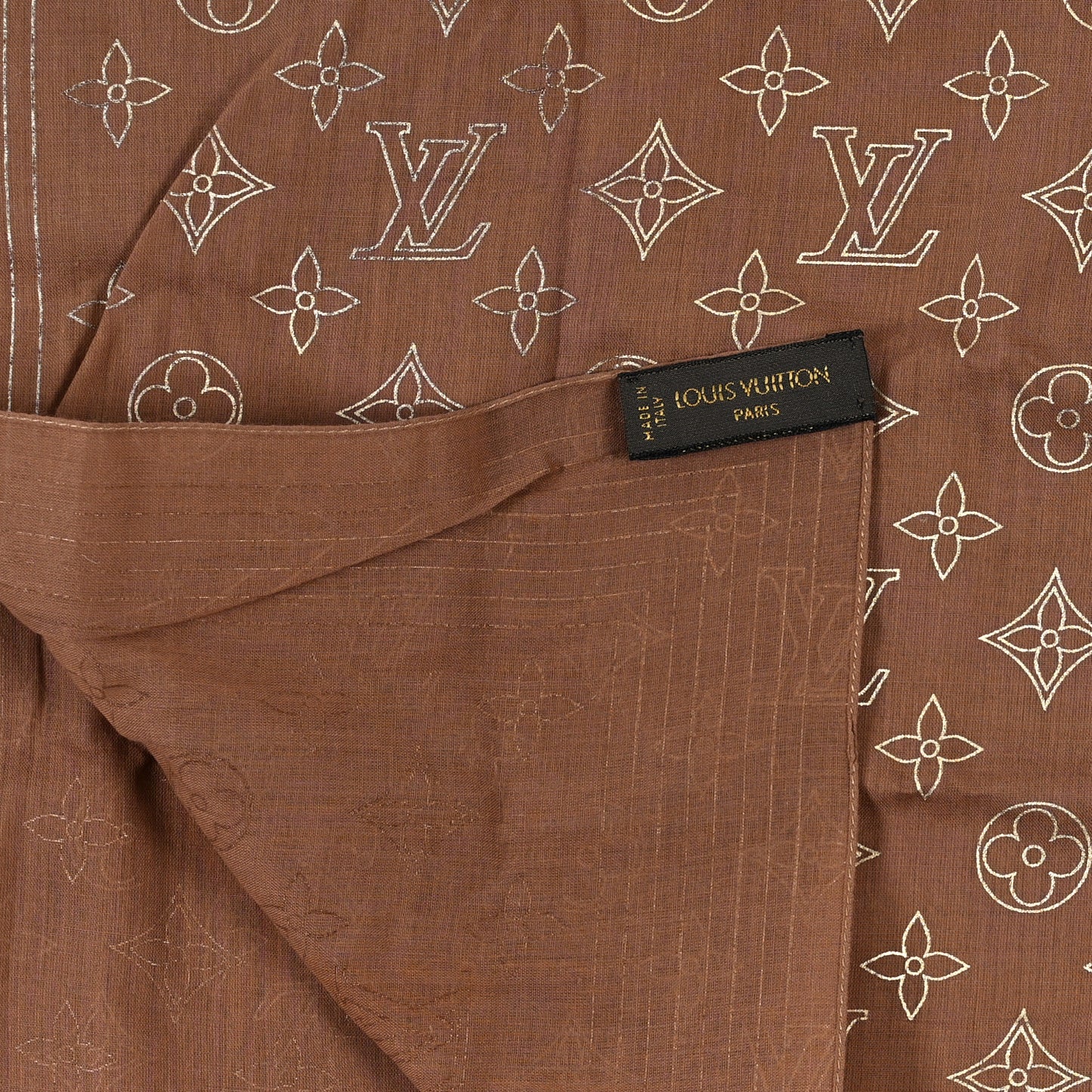 Cotton Monogram Square Scarf Brown