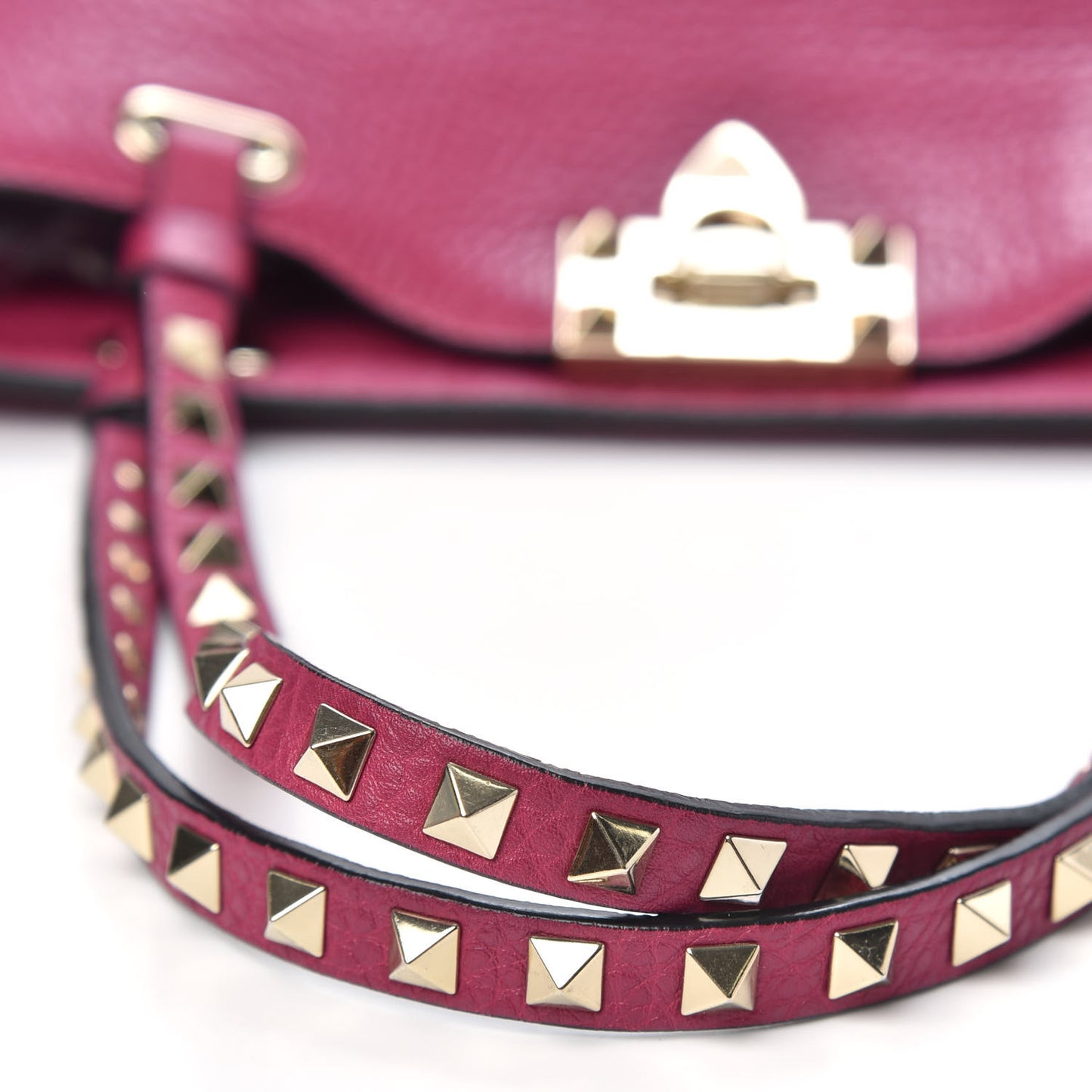 Grained Calfskin Small Rockstud Tote Deep Cyclamin