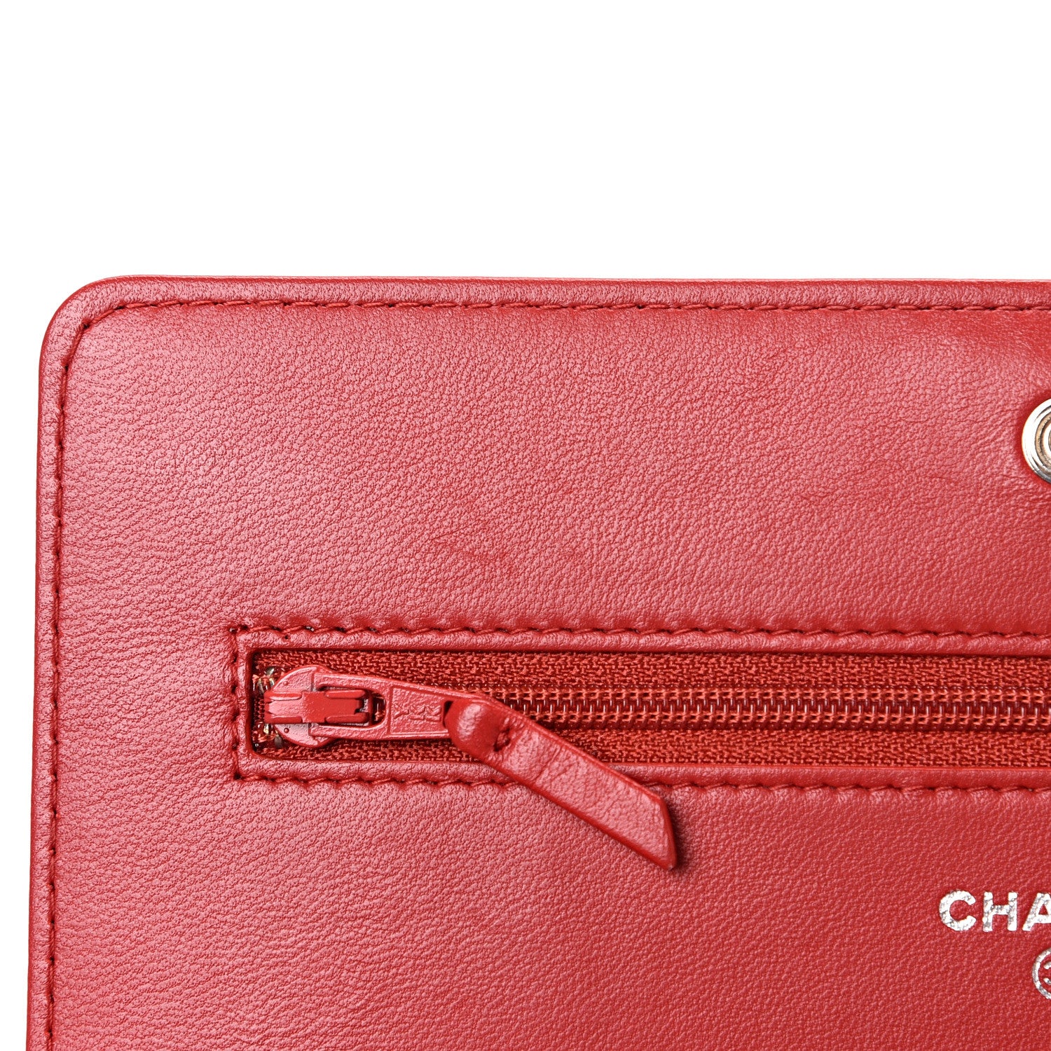 Chanel Lambskin Quilted Boy Wallet On Chain WOC Red 12 of 14