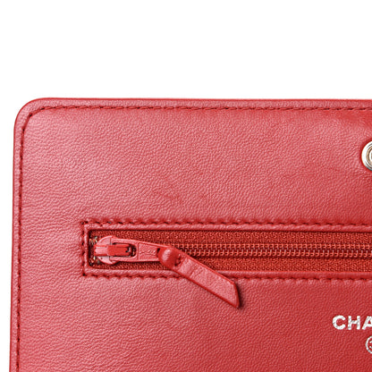 Chanel Lambskin Quilted Boy Wallet On Chain WOC Red 12 of 14