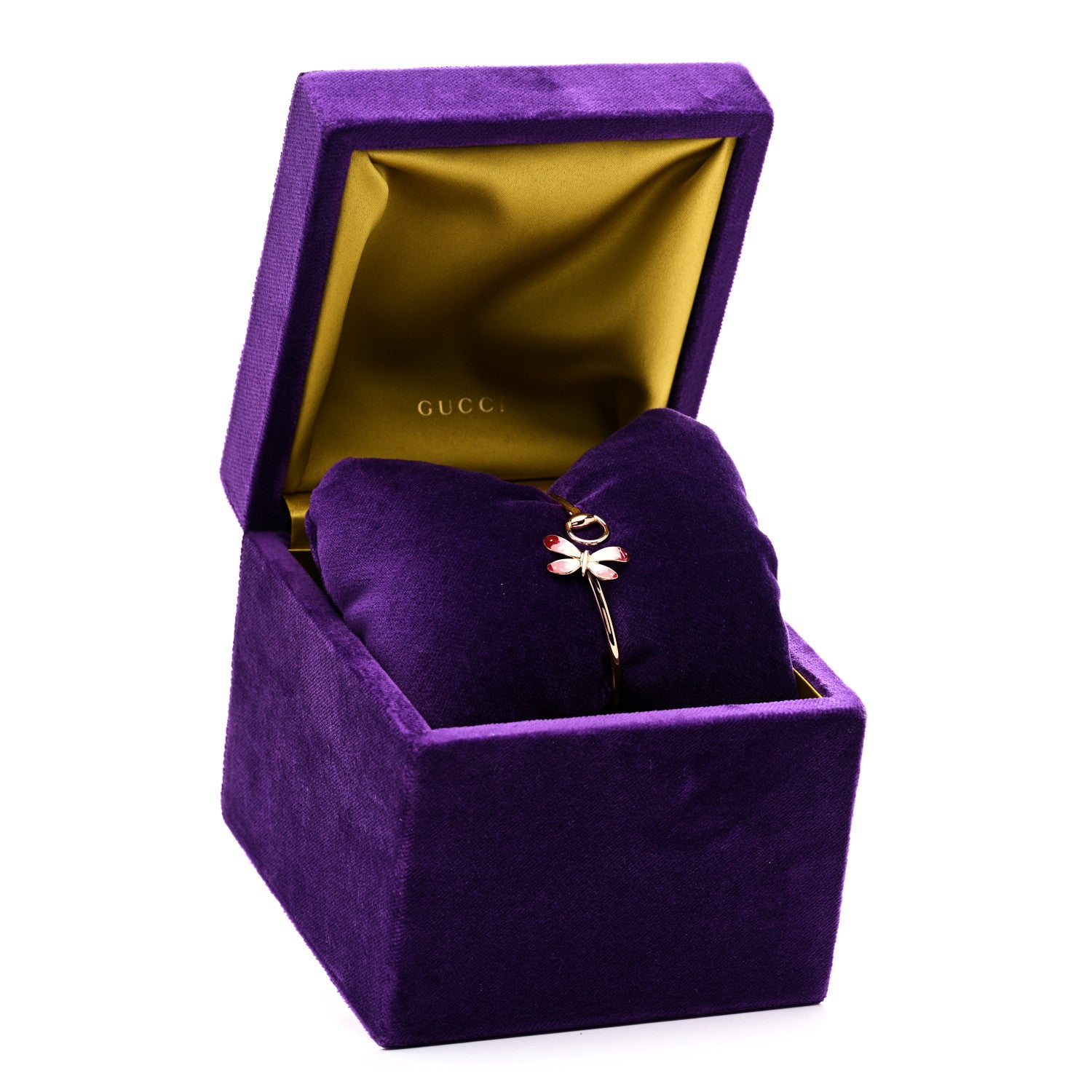 Gucci 18K Rose Gold Enamel Flora Horsebit Bracelet 4 of 4