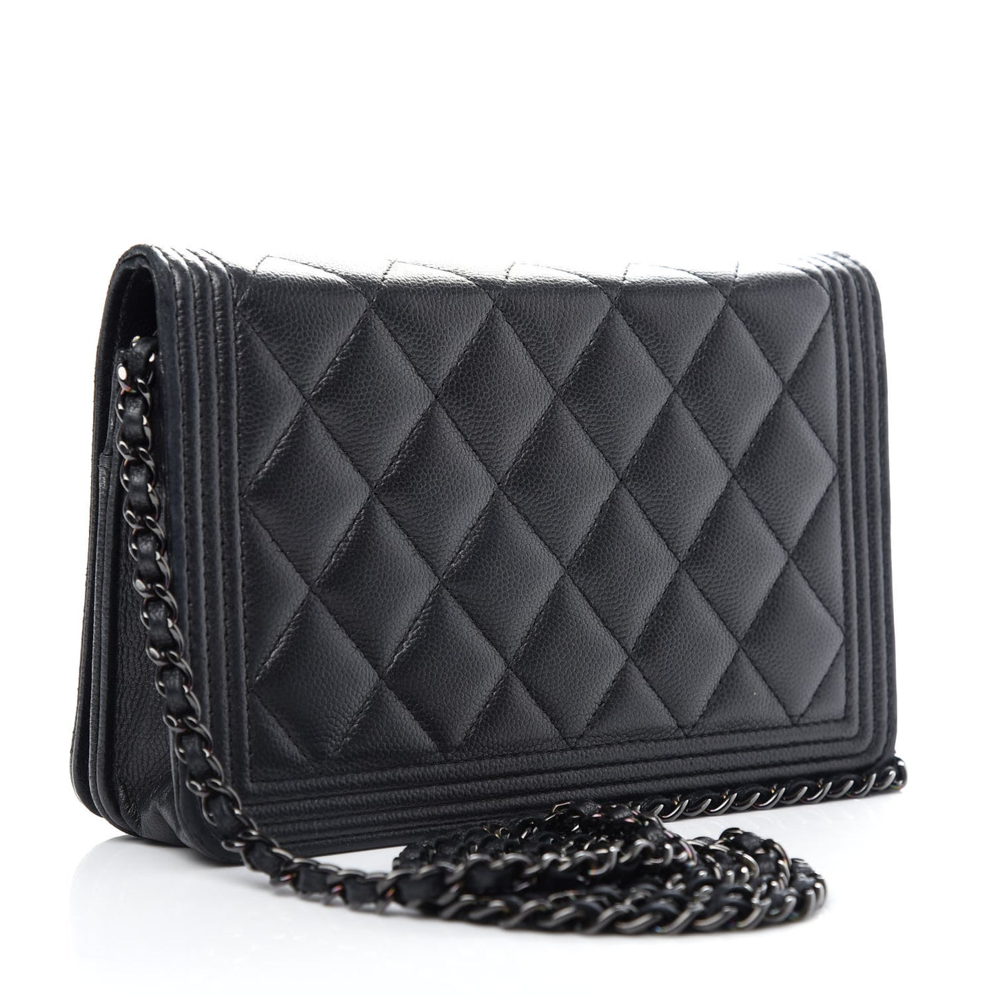Caviar Quilted Boy Wallet On Chain WOC So Black