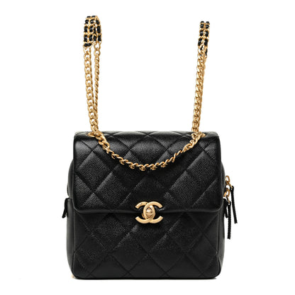 Chanel Shiny Caviar Quilted Chain Melody Backpack Black 1 of 13