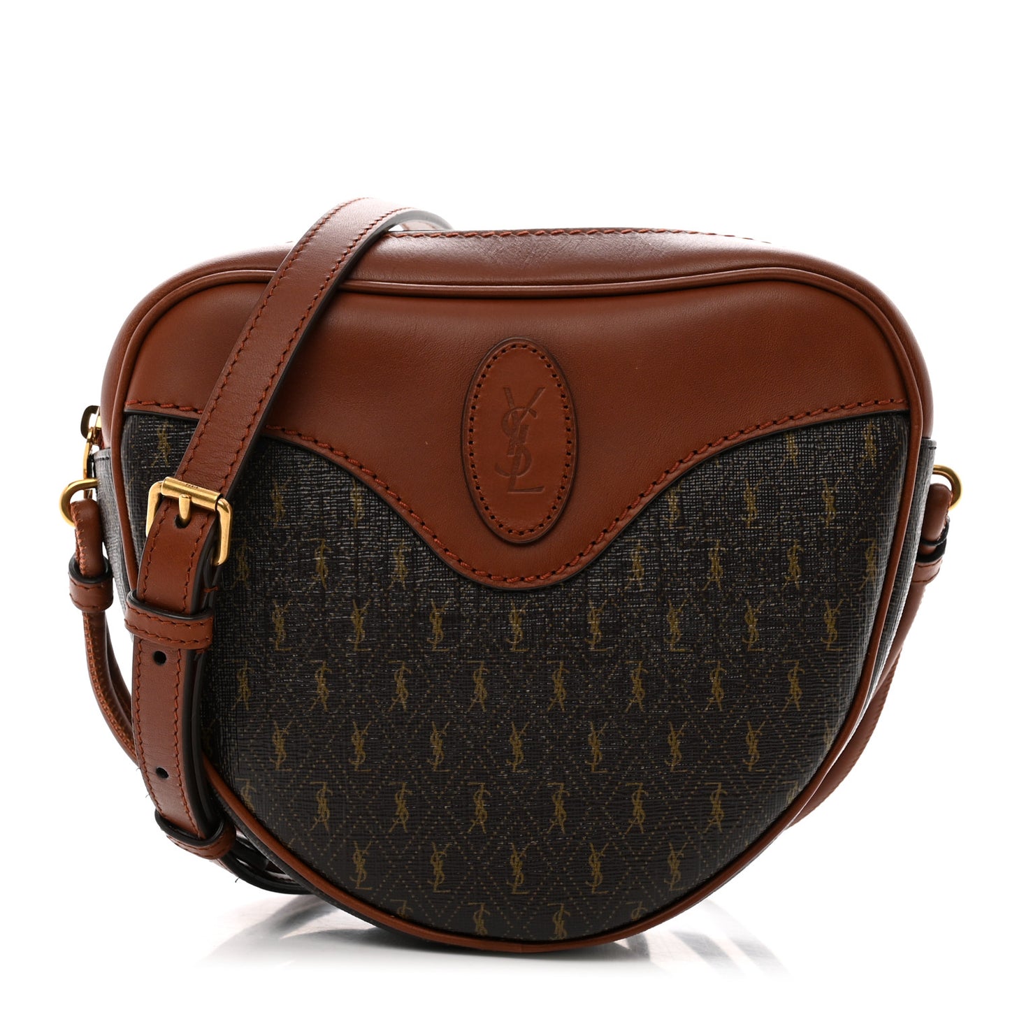 Canvas Smooth Calfskin Le Monogramme Coeur Crossbody Chestnut