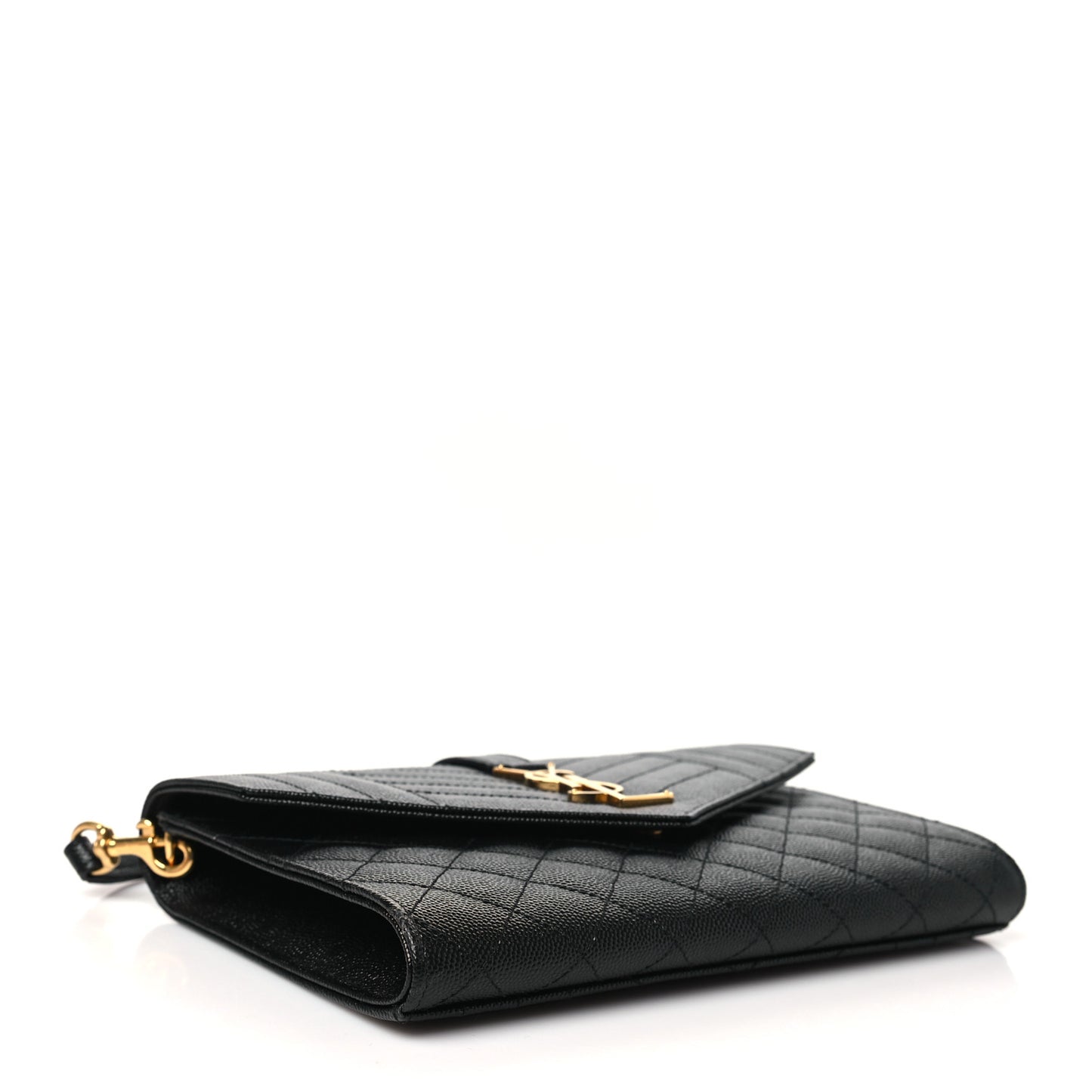 Grain De Poudre Textured Mixed Matelasse Triquilt Monogram Clutch Black