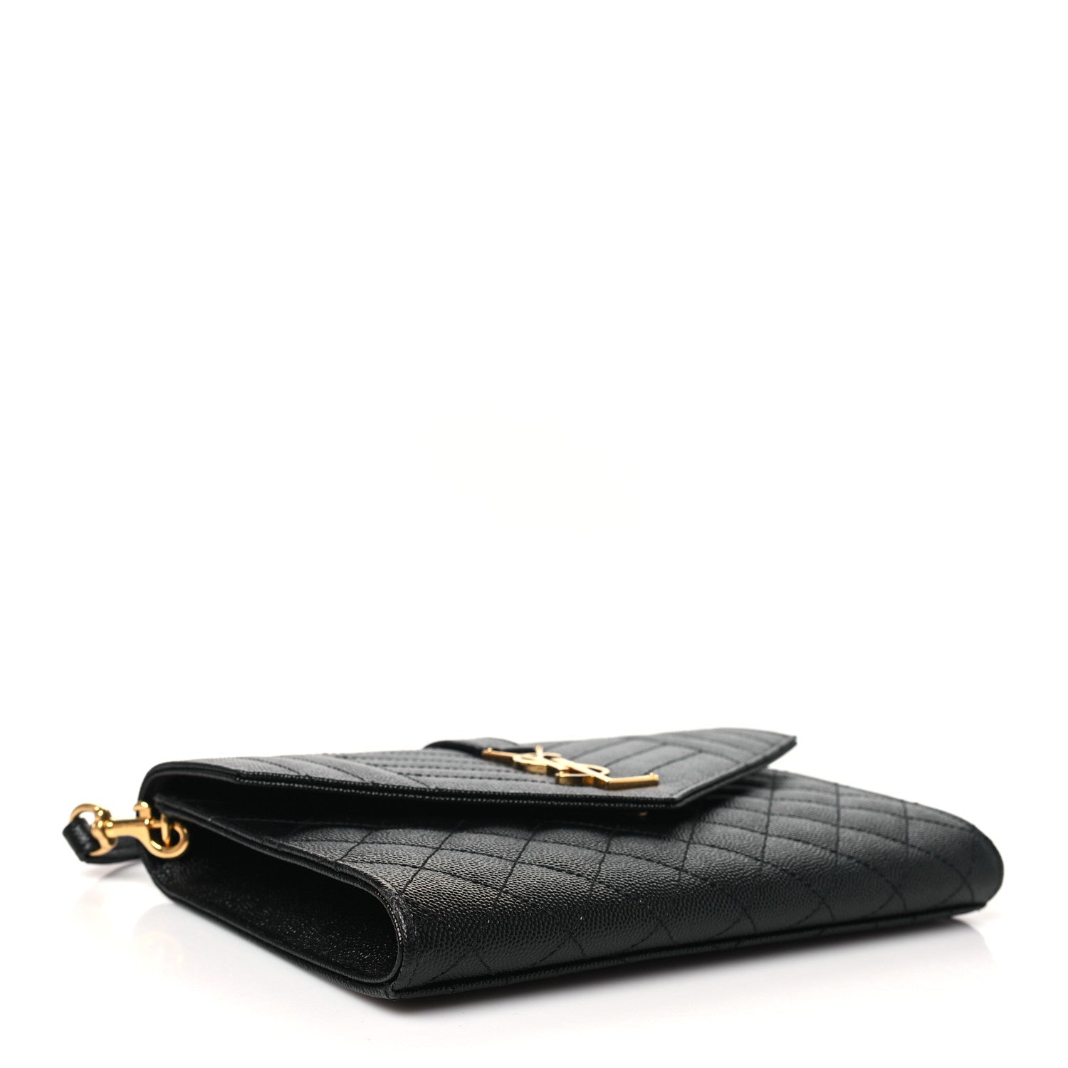 Saint Laurent Grain De Poudre Textured Mixed Matelasse Triquilt Monogram Clutch Black 4 of 9
