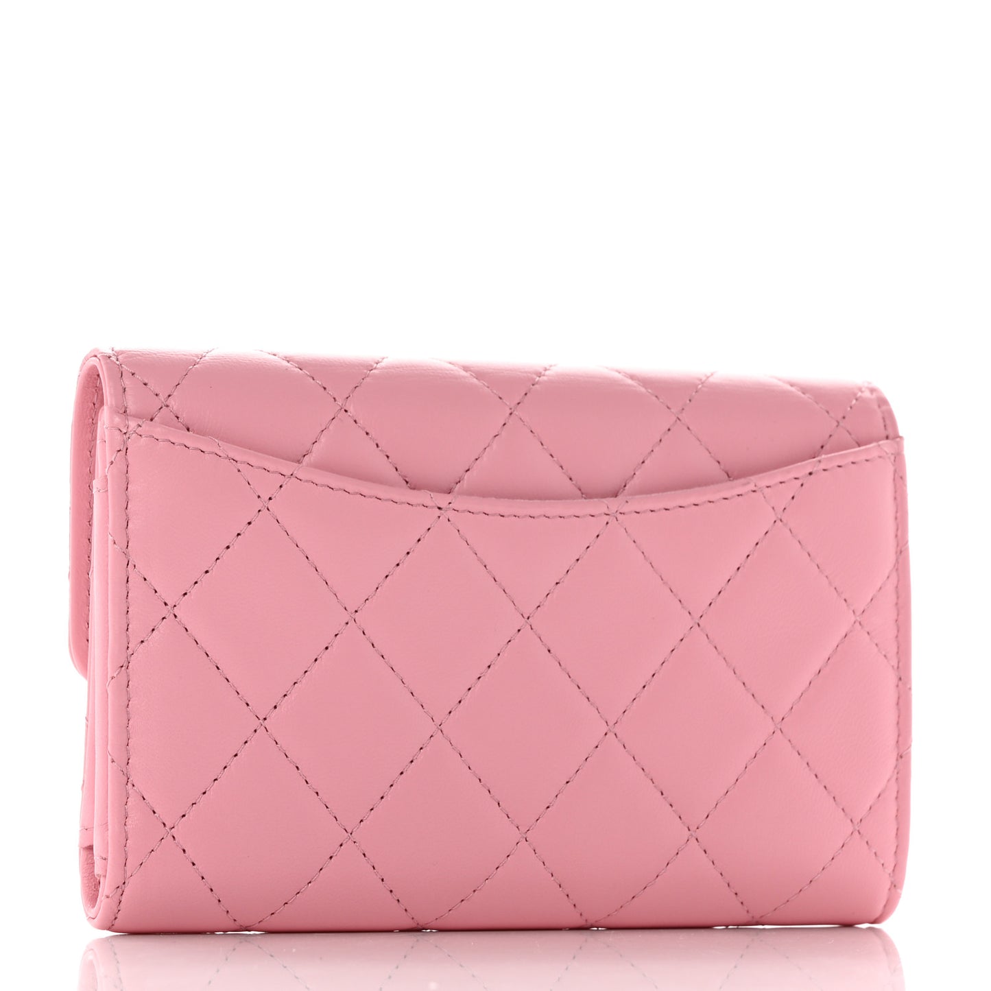 Lambskin Quilted Medium Flap Wallet Pink