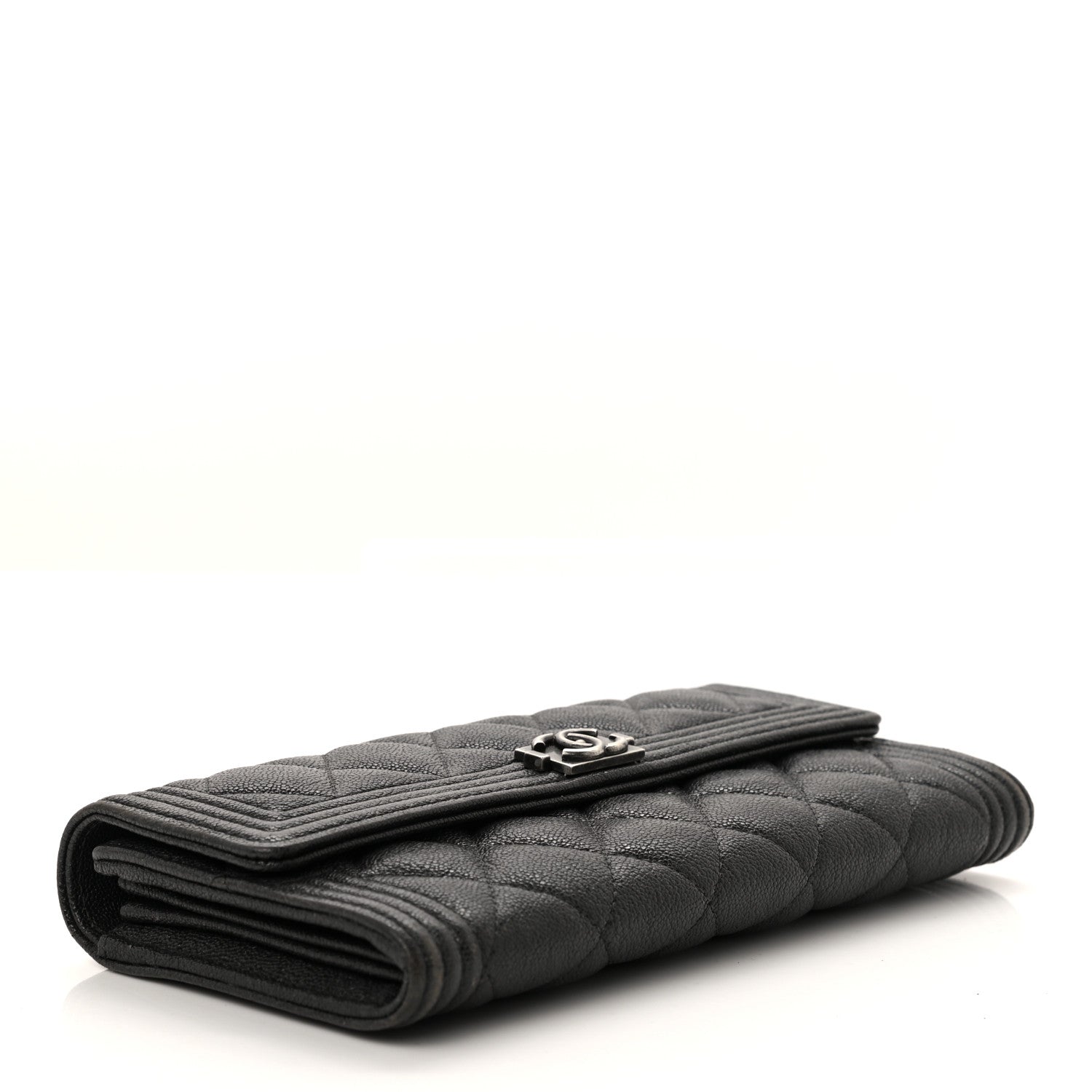 Chanel Metallic Caviar Quilted Boy Flap Wallet Black 4 of 10