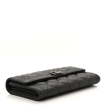 Chanel Metallic Caviar Quilted Boy Flap Wallet Black 4 of 10