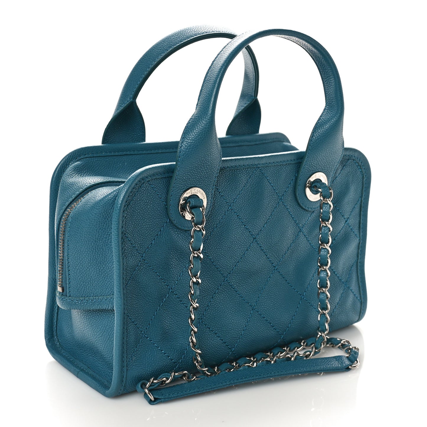 Caviar Quilted Small Deauville Bowling Bag Blue