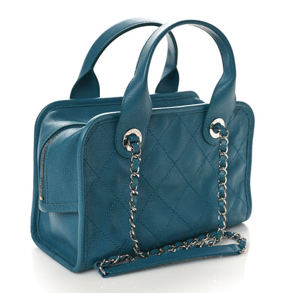 Chanel Caviar Quilted Small Deauville Bowling Bag Blue 3 of 8
