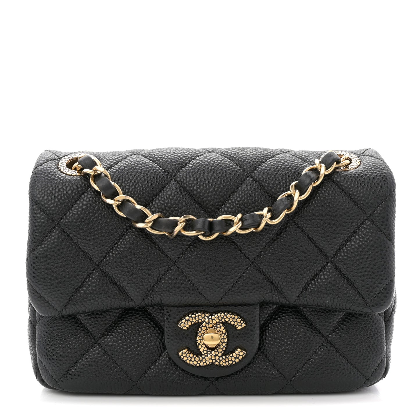 Grained Lambskin Quilted Mini Flap Black