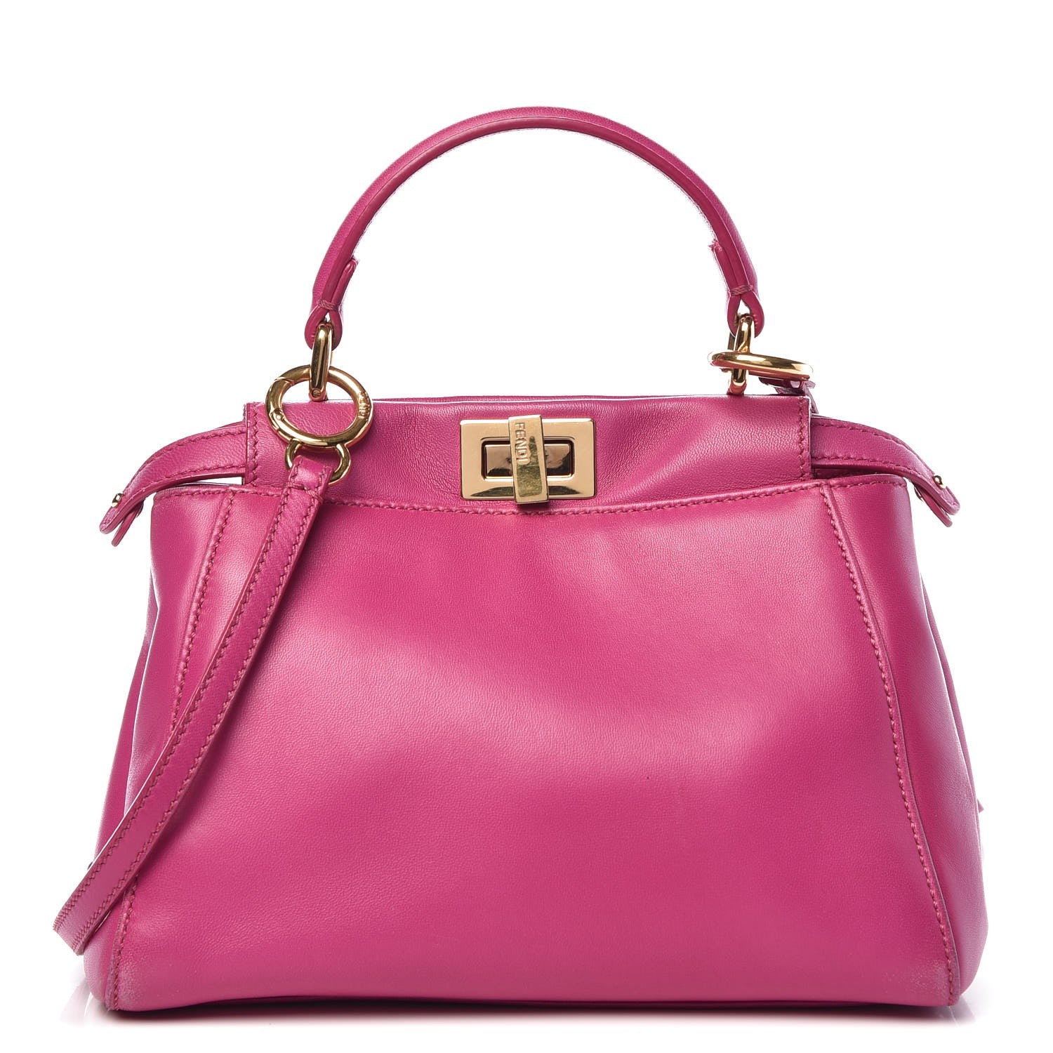 Fendi Nappa Mini Peekaboo Iconic Satchel Magenta 1 of 14