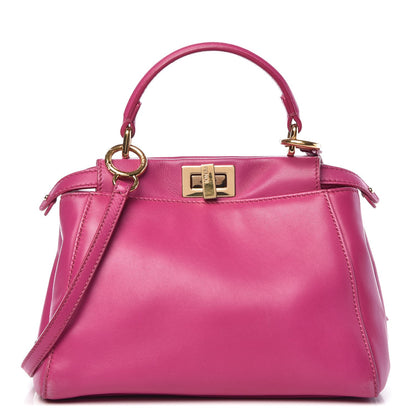 Fendi Nappa Mini Peekaboo Iconic Satchel Magenta 1 of 14