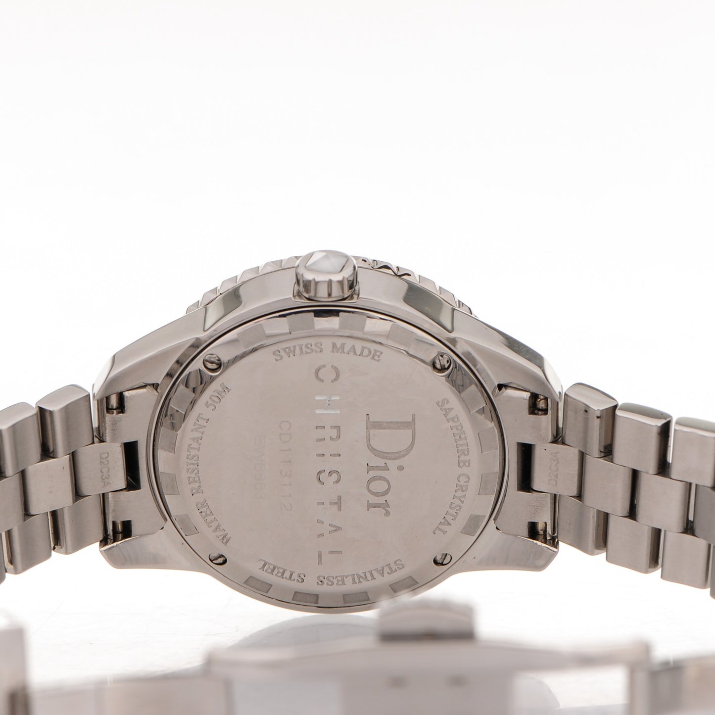 Stainless Steel Diamond Sapphire 33mm Christal Quartz Watch White