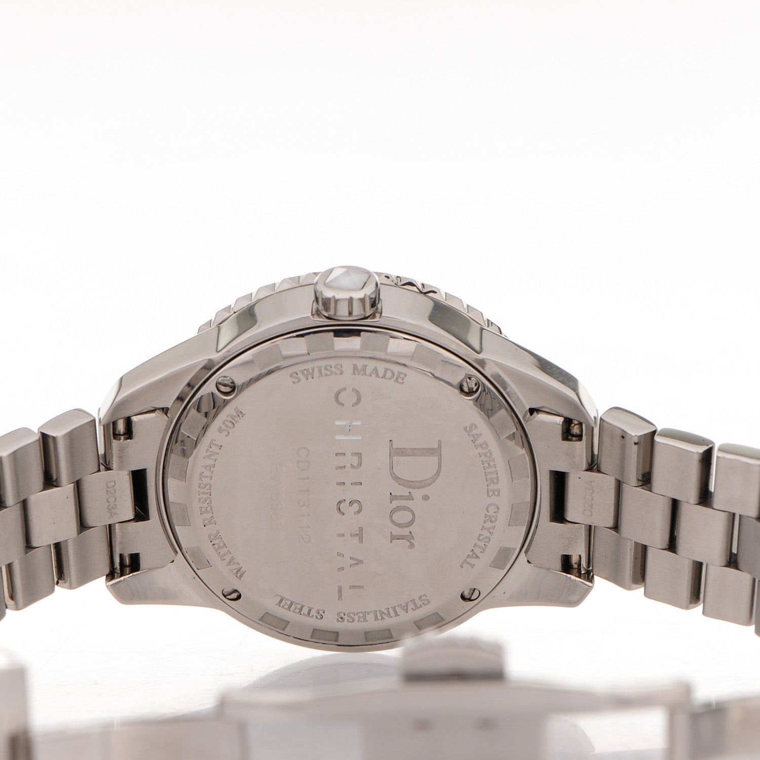 Christian Dior Stainless Steel Diamond Sapphire 33mm Christal Quartz Watch White 6 of 9