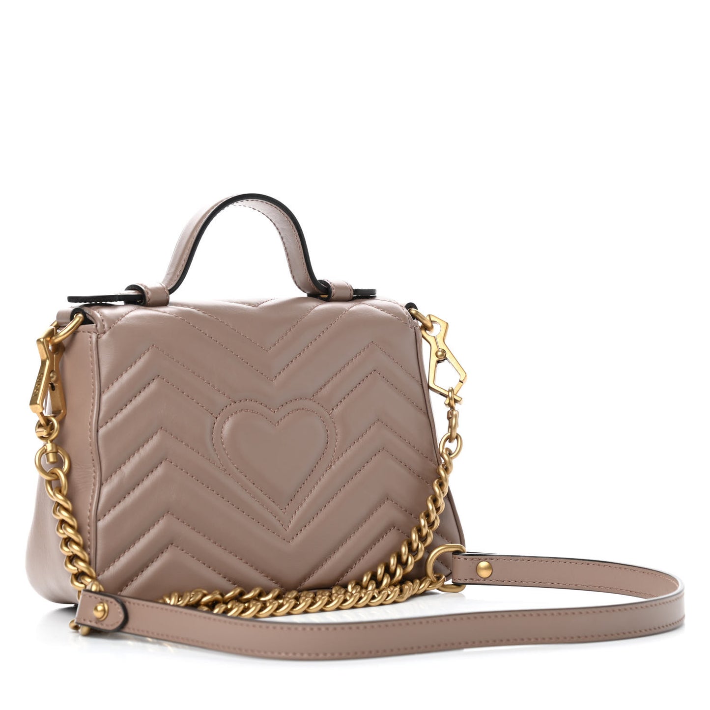 Calfskin Matelasse Mini GG Marmont Top Handle Shoulder Bag Porcelain Rose