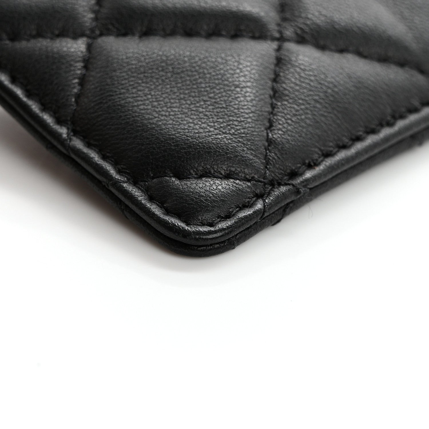 Chanel Lambskin Quilted Glitter Card Holder On Chain Black 10 of 11