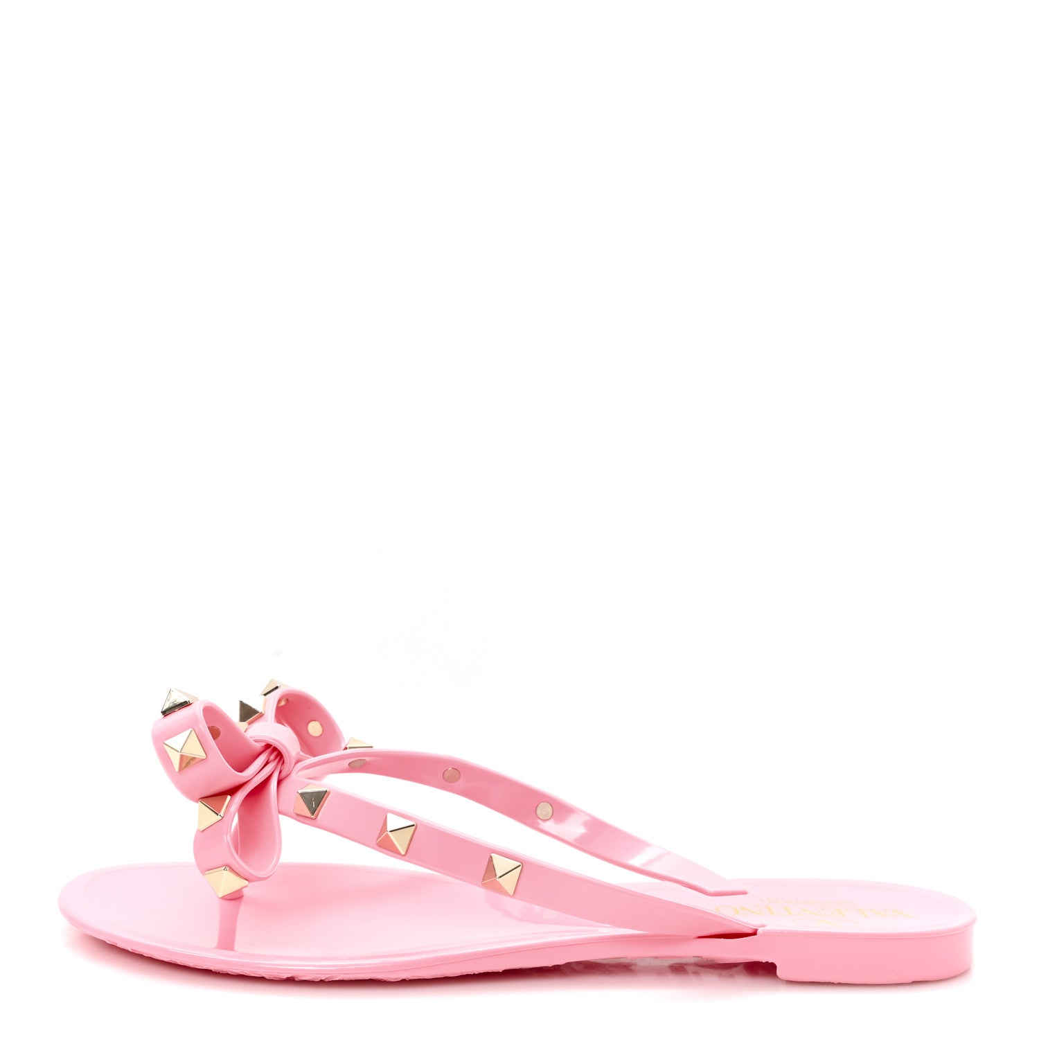 Valentino Garavani PVC Jelly Glitter Rockstud Bow Thong Sandals 35 Bubble Gum 1 of 9