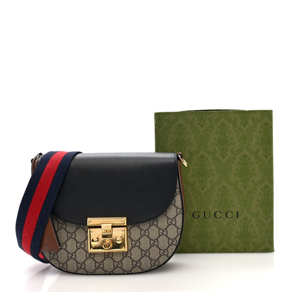 Gucci GG Supreme Monogram Web Medium Padlock Messenger Shoulder Bag Black 11 of 11