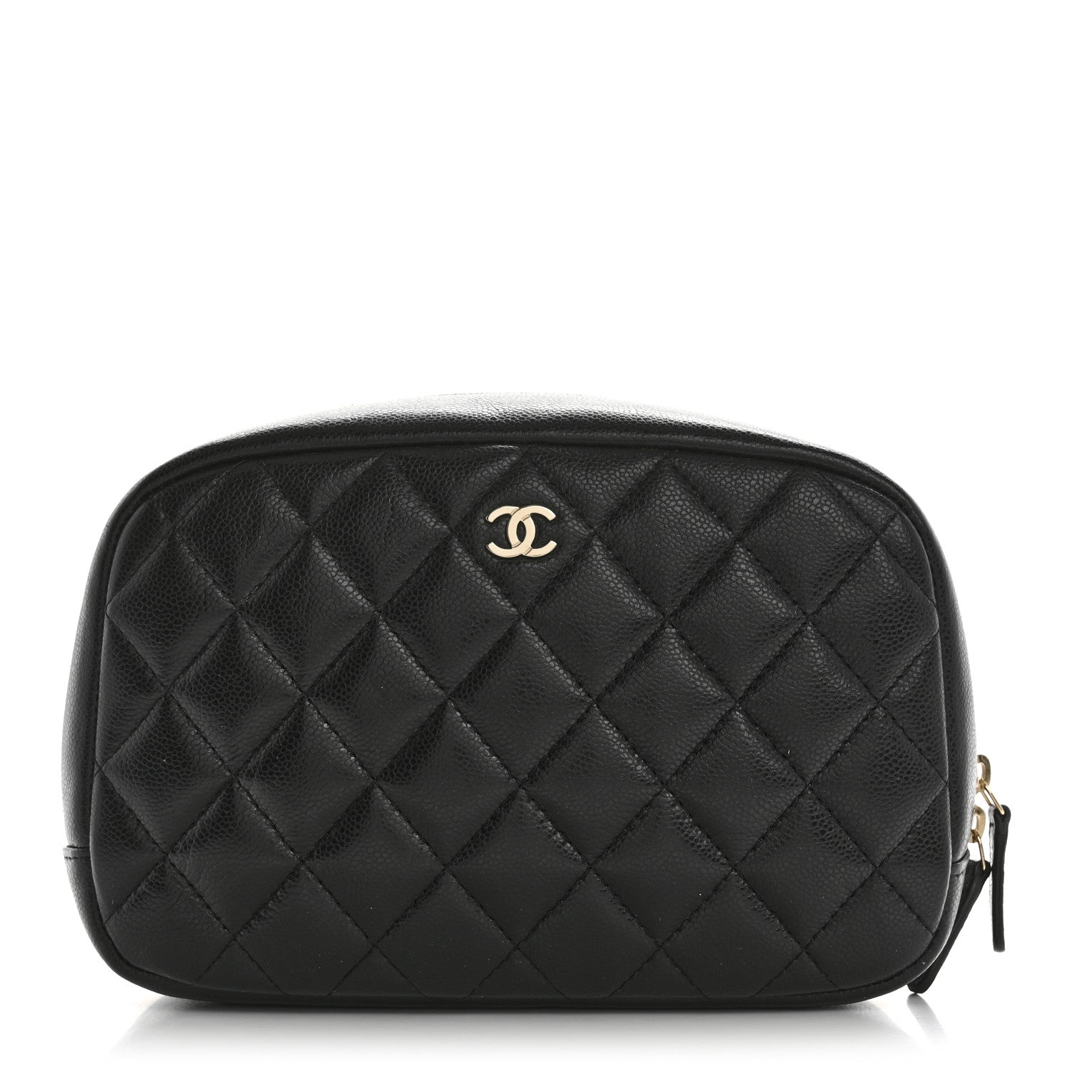 Chanel Caviar Quilted Medium Curvy Pouch Cosmetic Case Black 1 of 9