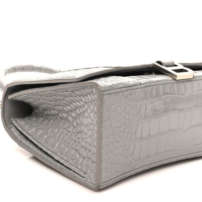 Balenciaga Shiny Calfskin Crocodile Embossed Medium Hourglass Top Handle Bag Balenciaga Grey 8 of 9