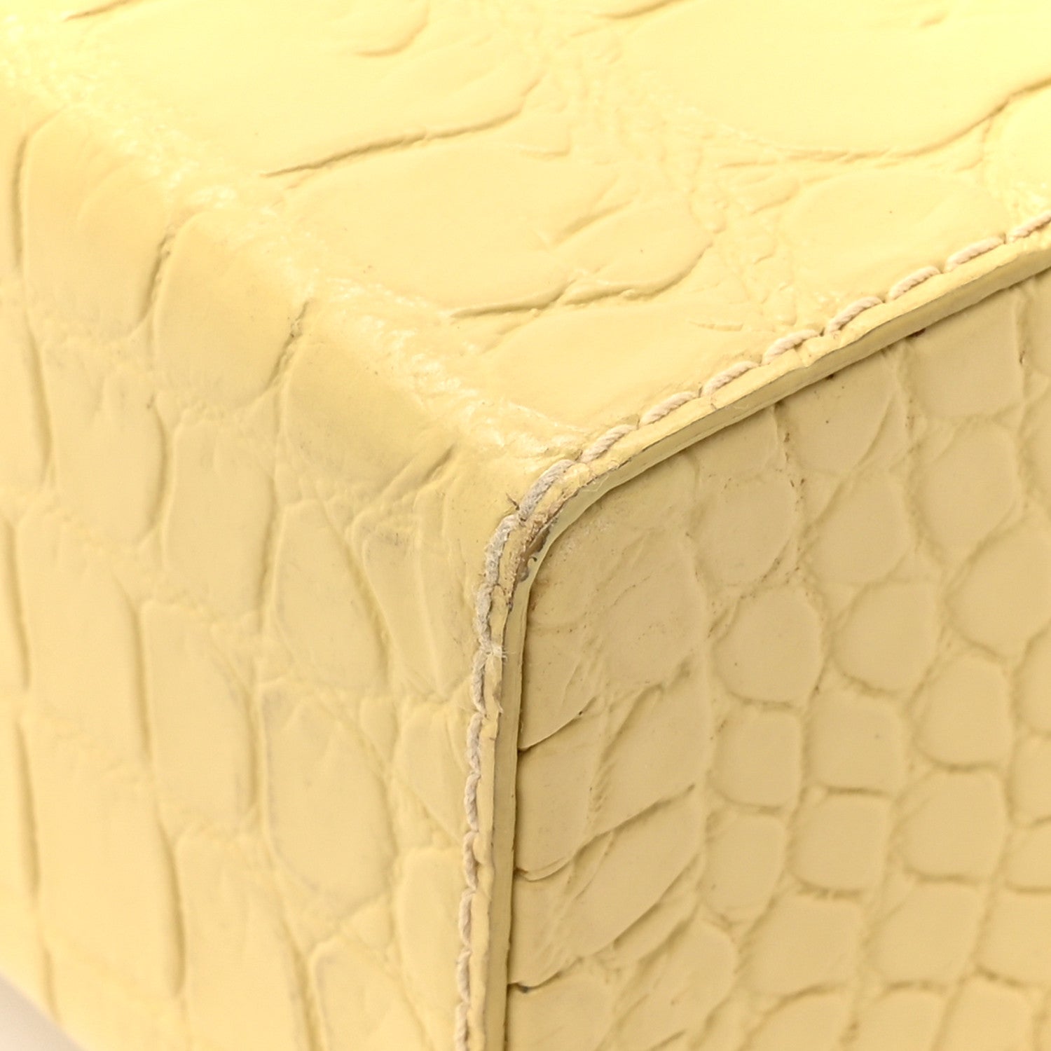 Bottega Veneta Calfskin Crocodile Embossed Daisey Box Clutch Yellow 10 of 12