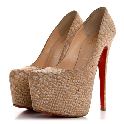 Christian Louboutin Cork Snake Embossed Daffodile 160 Pumps 36.5 Beige 4 of 11
