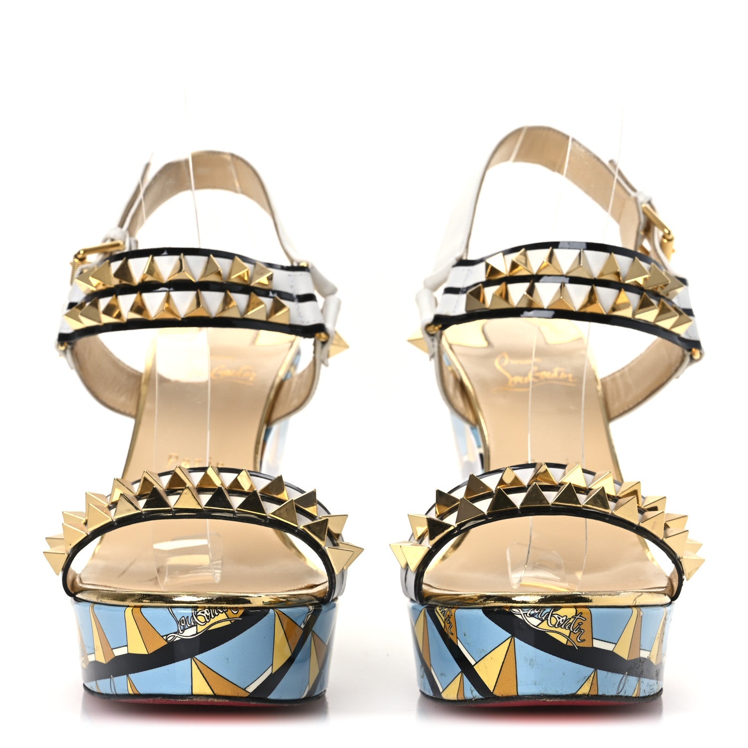 Christian Louboutin Patent Calfskin Studded Griotta 110 Wedges 40 Multicolor 3 of 12