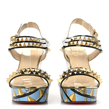 Christian Louboutin Patent Calfskin Studded Griotta 110 Wedges 40 Multicolor 3 of 12