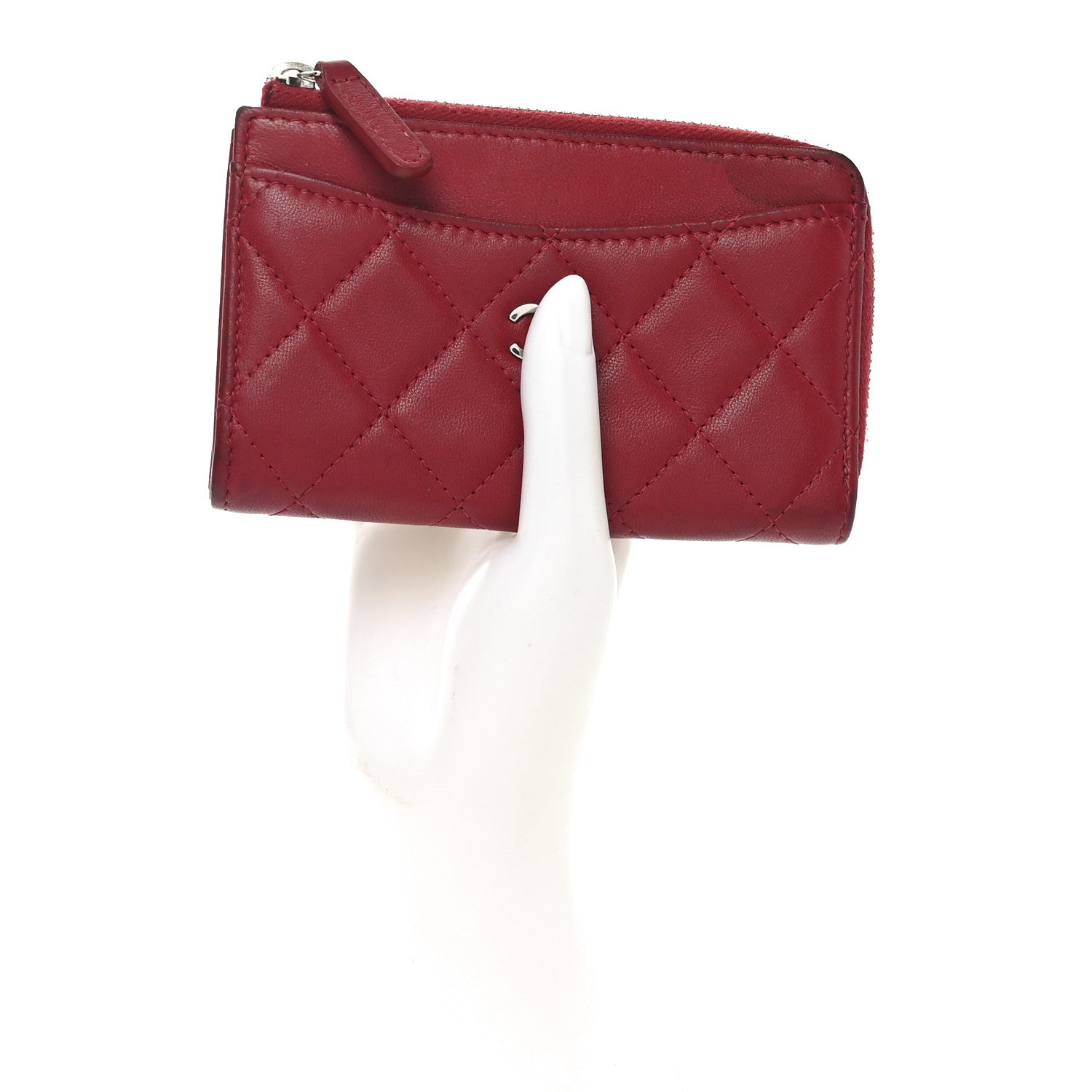 Chanel Lambskin Quilted CC Zip Around Card Holder Red 2 of 10